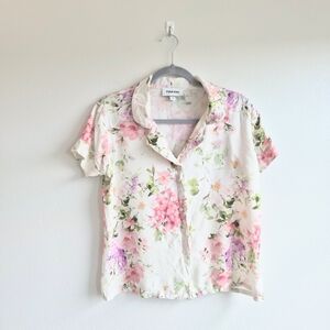 Yumi Kim Beauty Rest Floral Pajama Button Down Top Size S